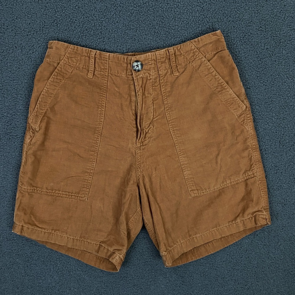 Mollusk California Corduroy Shorts Mens Small Pin Wale Elastic Waist Beach Brown